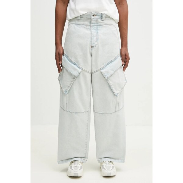 Bavlnené rifle Marcelo Burlon Bleach Denim Wide Cargo Light Blue No Co 63658904