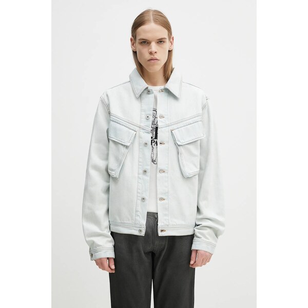 Rifľová bunda Marcelo Burlon Bleach Denim Cargo Jacket Light Blue No 63658916