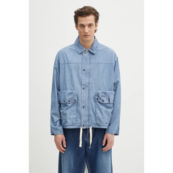 Ľanová košeľa Barbour Barbour Durham Chambray Casual Jacket 64183512