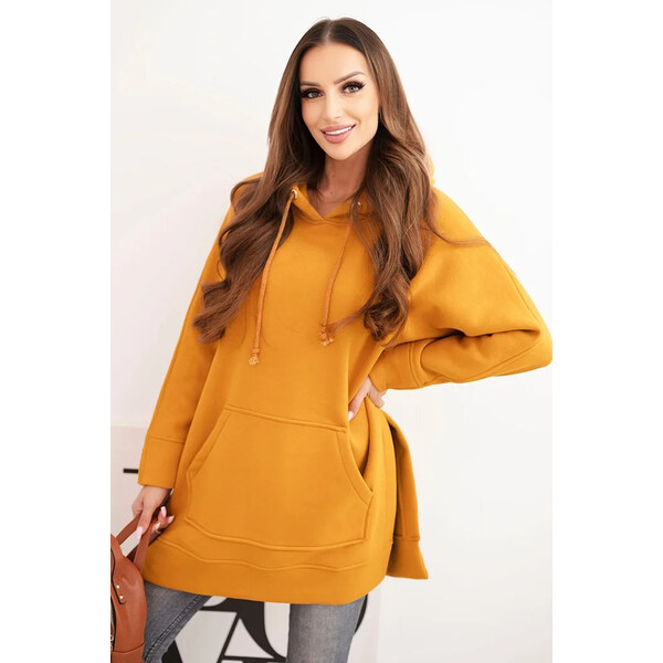 K-Fashion Zateplená mikina s kapucňou s rozparky na bokoch 66035661