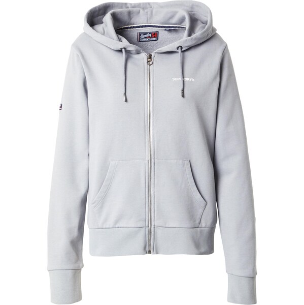 Superdry Tepláková bunda sivá / biela 66037261