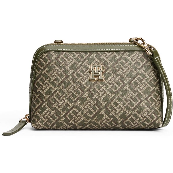 TOMMY HILFIGER Taška cez rameno béžová / tmavozelená 66037280