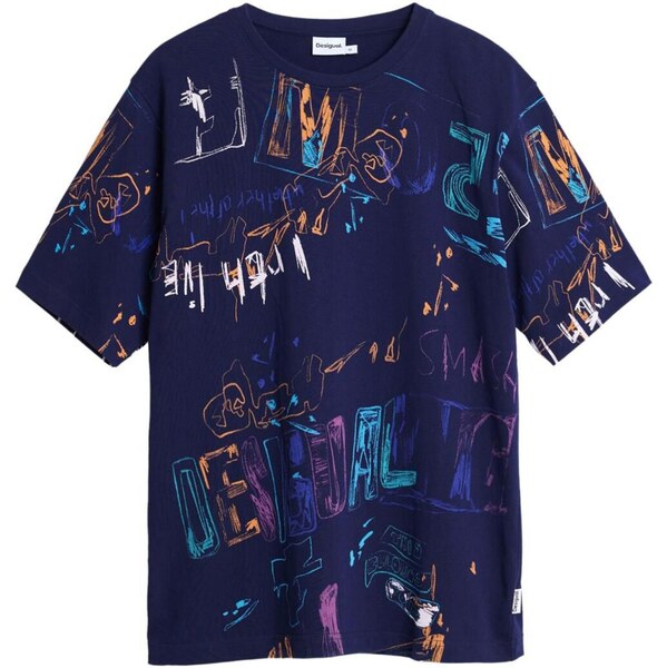 Desigual Tričko indigo / oranžová / biela 66037500