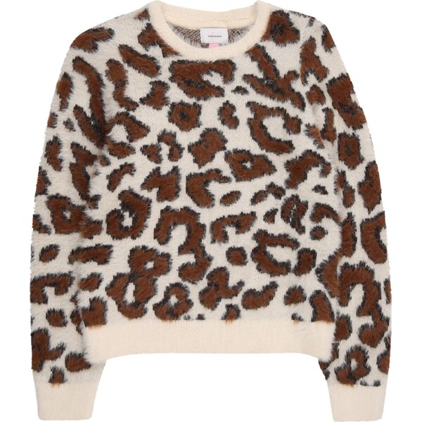 Vero Moda Girl Sveter VMJUNGLE krémová / hnedá / čierna 66052340