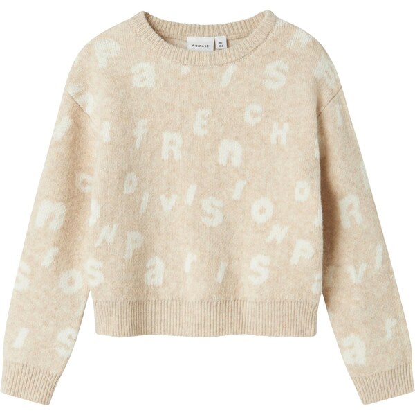 NAME IT Sveter NMFOLINE béžová melírovaná / biela 66039202