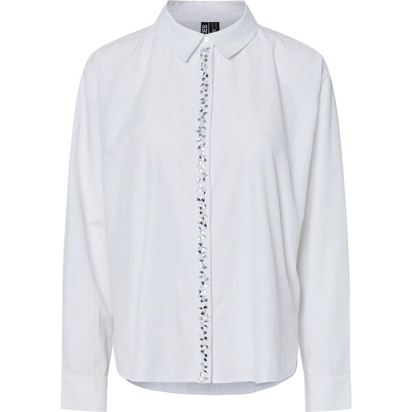 PIECES Blúzka PCMINE strieborná / biela 66039870