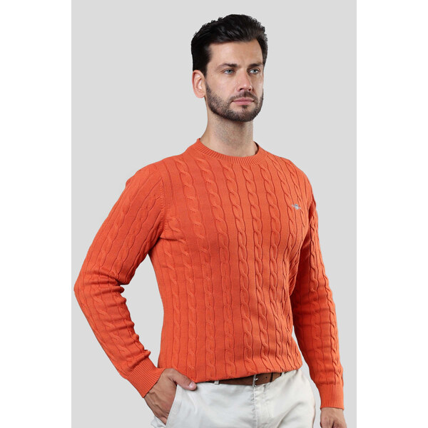 SVETER GANT COTTON CABLE C-NECK DEEP ORANGE 64936571