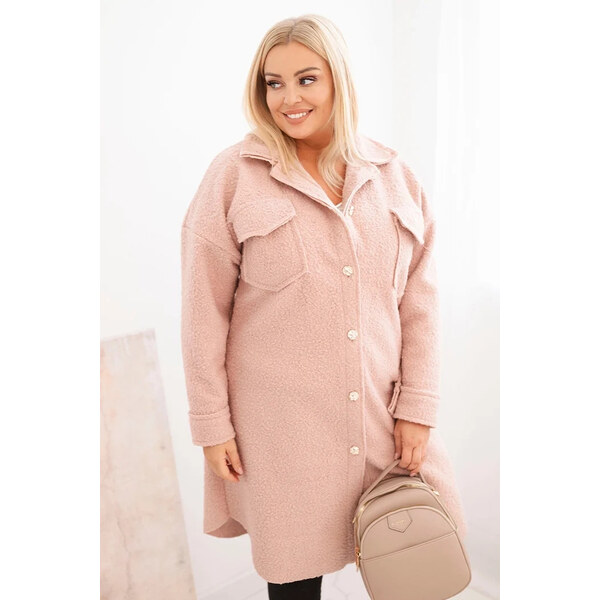 K-Fashion Plus veľkosť dámsky vlnený kabát s gombíkmi, vreckami a 66087158
