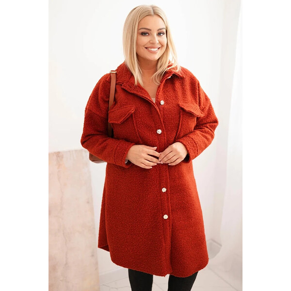 K-Fashion Dámske Plus veľkosť vlnený kabát s vreckami a golierom Rudy 66087155