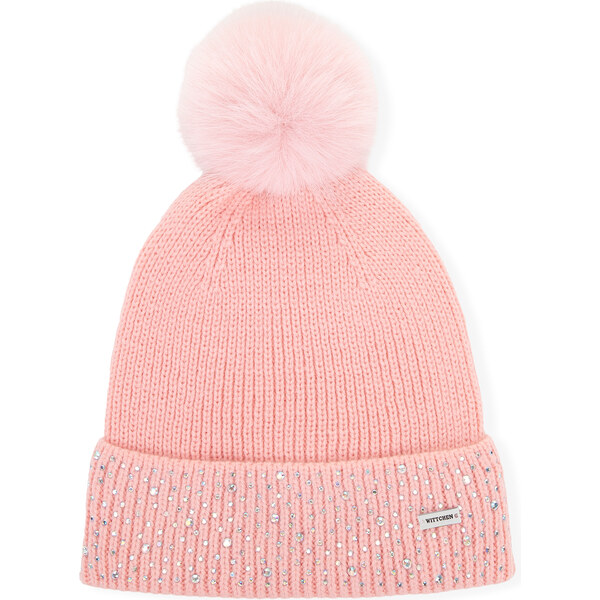 Wittchen Dámska ružová zimná čiapka s brmbolcom a trblietavými 66078451