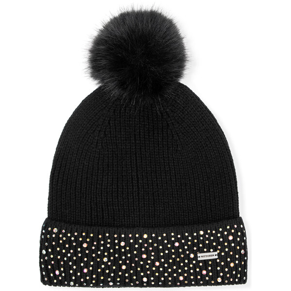 Wittchen Dámska zimná čiapka s brmbolcom a trblietavými kamienkami – 66078450