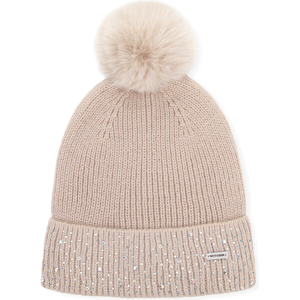 Wittchen Dámska zimná čiapka s brmbolcom a trblietavými kamienkami – 66078449