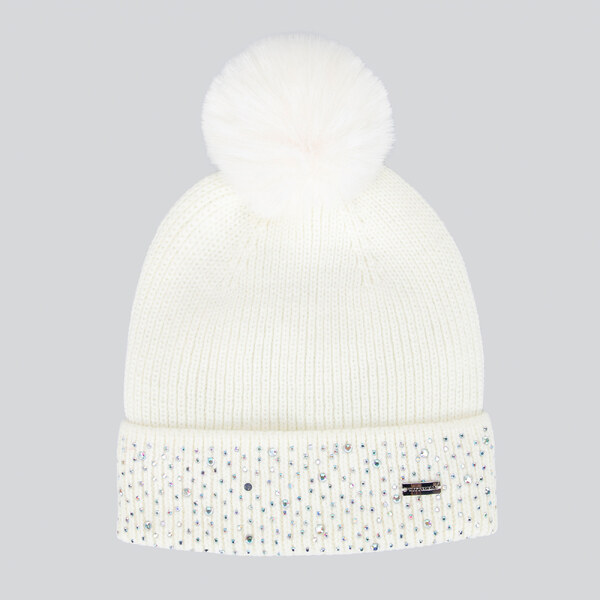 Wittchen Dámska zimná krémová čiapka s brmbolcom a ozdobnými 66078445