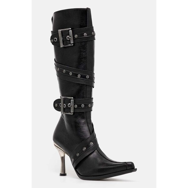 Kožené čižmy New Rock ITALI NEGRO + MALICIA TACON CARIBE ACERO 56240730