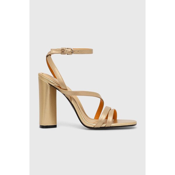 Kožené sandále Tommy Hilfiger TH GOLD BLOCK HIGH HEEL 49077855