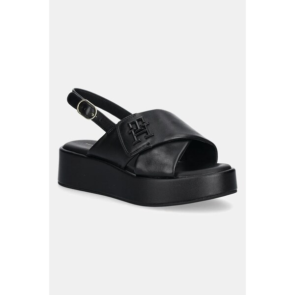 Kožené sandále Tommy Hilfiger TH LOGO HW PADDED LEATHER SANDAL 62980293