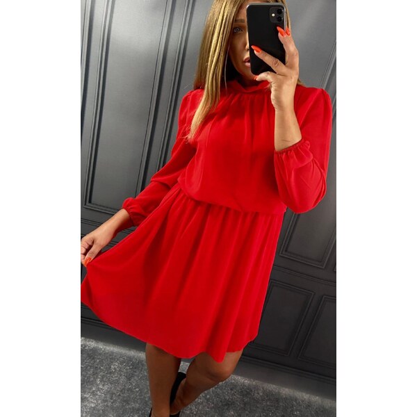 Krátke šifónové šaty červené 66046012