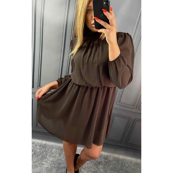 Krátke šifónové šaty čokoládové 66046013