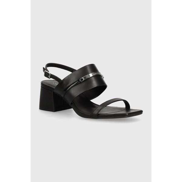 Kožené sandále Calvin Klein HEEL SANDAL 45 MET BAR LTH 57669403