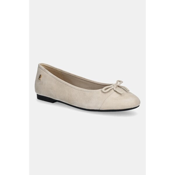 Semišové baleríny Tommy Hilfiger TOE CAP SUEDE BALLERINA 63837373