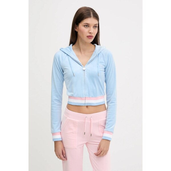 Mikina Juicy Couture VELOUR CROPPED STRIPE HOODIE 64001468