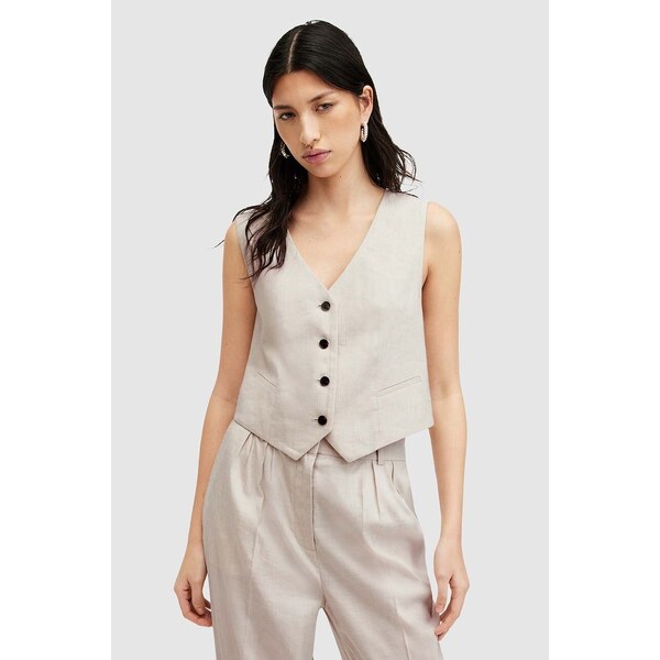 Ľanová vesta AllSaints WHITNEY WAISTCOAT 63995789