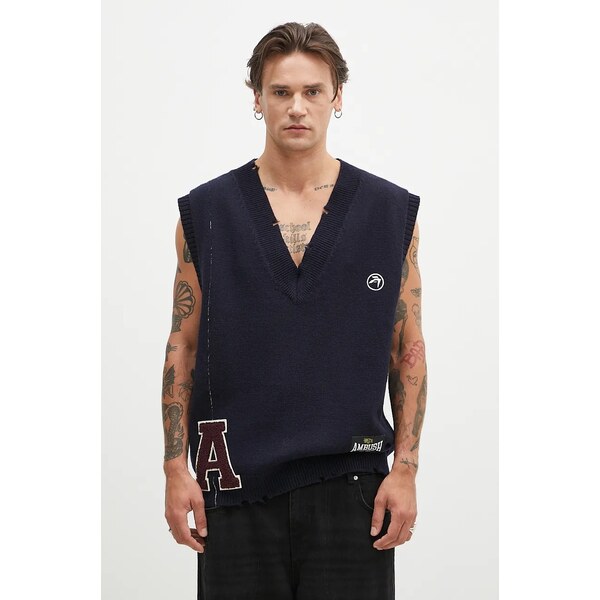Vlnená vesta AMBUSH Repair Stitch V Neck Vest 62575137