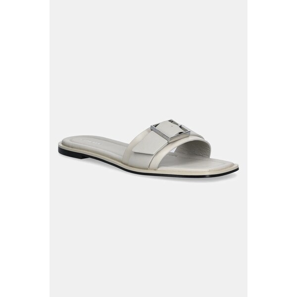 Kožené šľapky Calvin Klein FLAT SLIDE W/BUCKLE - LTH 61829270