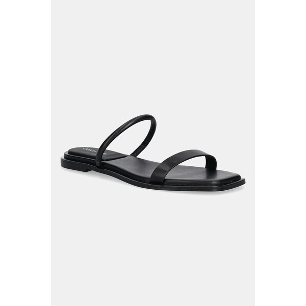 Kožené šľapky Calvin Klein FLAT SANDAL SQUARED 2-BAR LTH 63705248