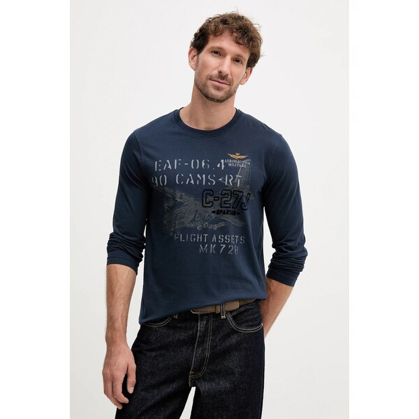 Bavlnené tričko s dlhým rukávom Aeronautica Militare 65003675