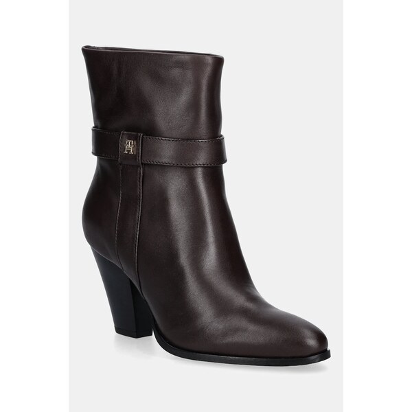 Kožené členkové topánky Tommy Hilfiger TH T-STRAP LEATHER POINTY 65043789