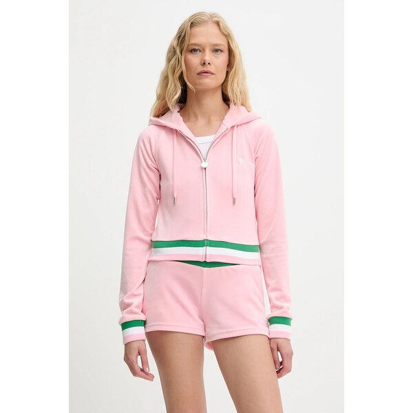Mikina Juicy Couture VELOUR CROPPED STRIPE HOODIE 63995261