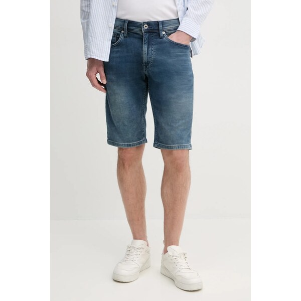 Rifľové krátke nohavice Pepe Jeans SLIM GYMDIGO SHORT TRACK 66614206