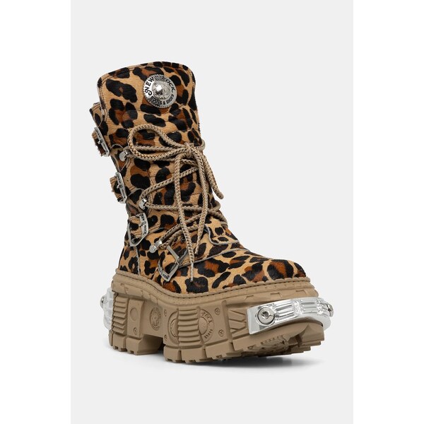 Kožené workery New Rock PELO LEOPARDO CUERO 64346089