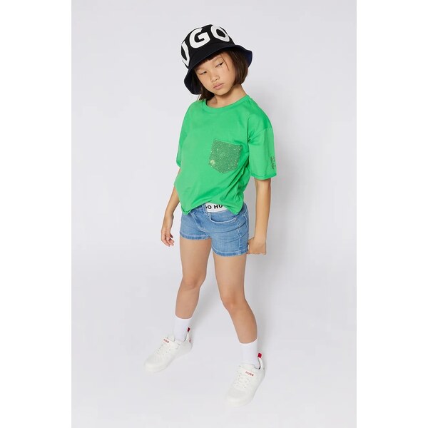 Detské rifľové krátke nohavice HUGO 62861597