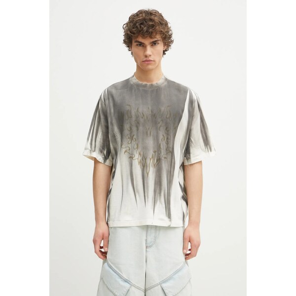 Bavlnené tričko Marcelo Burlon Fire Heart Spray Boxy T-Shirt Ecru 63658845