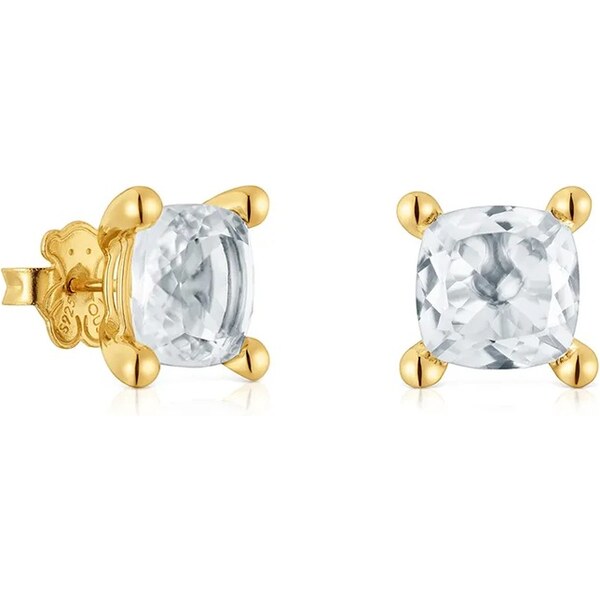 Strieborné pozlátené náušnice Tous Color White 66794114