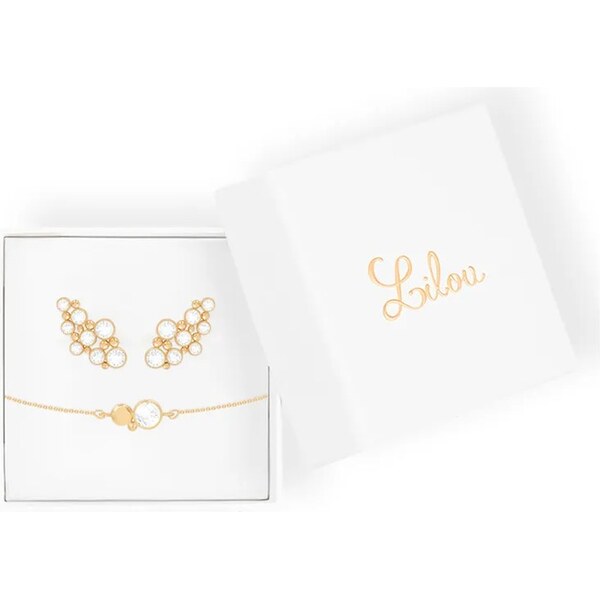 Pozlátený náramok a náušnice Lilou Sparkling 61250731