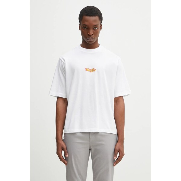 Bavlnené tričko Marcelo Burlon County Flame Boxy T-Shirt White Red 63658931