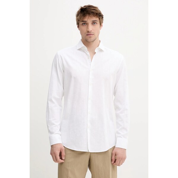 Košeľa s prímesou ľanu HUGO 63213138