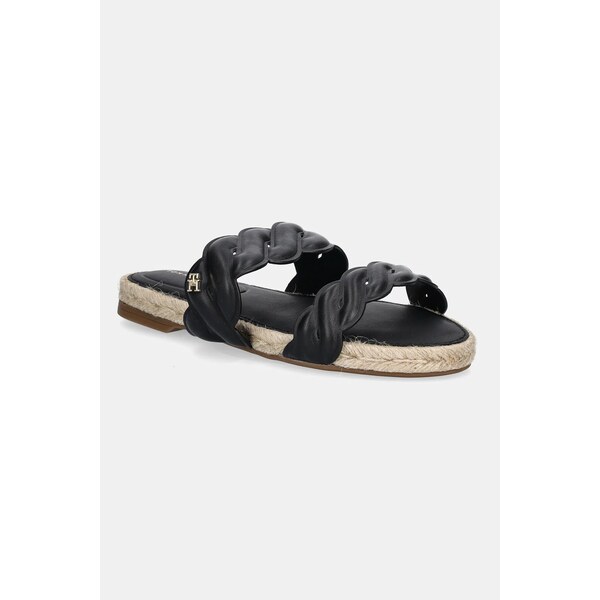 Kožené šľapky Tommy Hilfiger LEATHER ROPE ESPADRILLE MULE 63240508