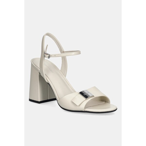Nubukové sandále Calvin Klein HEEL SANDAL 85 W/CK HW - LTH 63300916