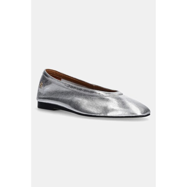 Kožené balerínky Tommy Hilfiger SOFT METAL LTHR BALLERINA NO BOW 61816159