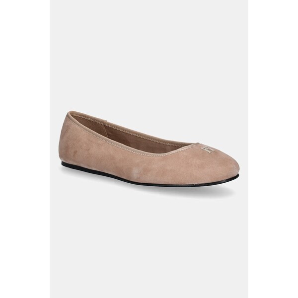 Semišové baleríny Tommy Hilfiger TH HARDWARE SUEDE BALLERINA 62861444