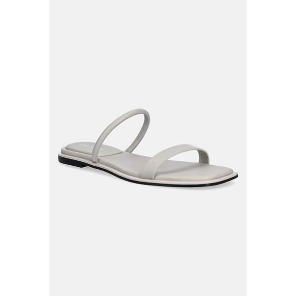 Kožené šľapky Calvin Klein FLAT SANDAL SQUARED 2-BAR LTH 63746791