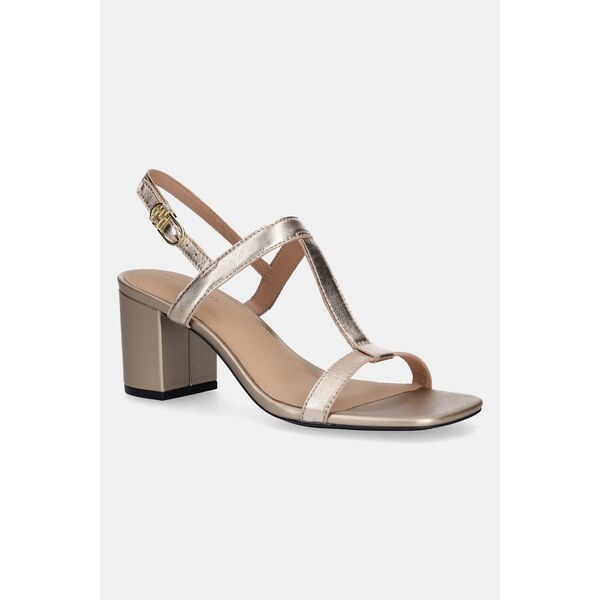 Kožené sandále Tommy Hilfiger LEATHER BLOCK HEEL SANDAL METAL 62851969