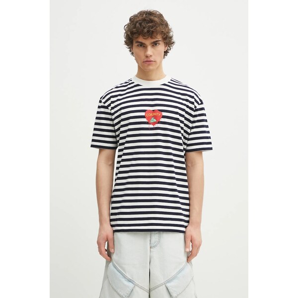 Bavlnené tričko Marcelo Burlon Bunny Heart Stripe Basic Tee White Navy 63658846