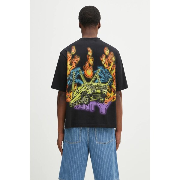 Bavlnené tričko Marcelo Burlon County Flame Boxy T-Shirt Black Red 63658937