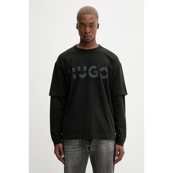 Bavlnené tričko s dlhým rukávom Hugo Blue Nenzyon 65389817