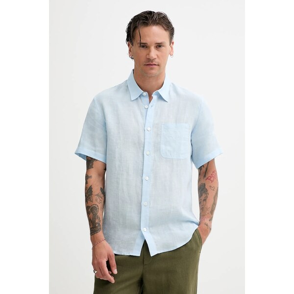 Ľanová košeľa A.P.C. chemisette bellini logo 63658948